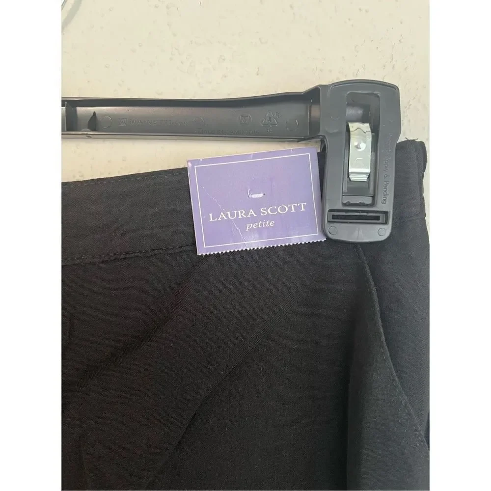 Laura Scott Woman Black Poly Pull On Pant Full Length, Size 10PS